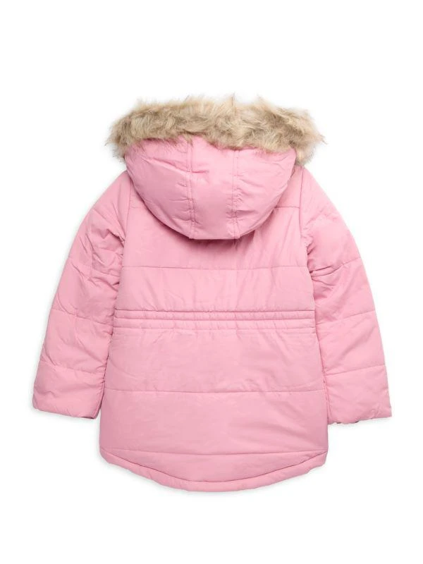 商品Tommy Hilfiger|Little Girl's Hooded Faux Fur Trim Puffer Jacket,价格¥610,第2张图片详细描述