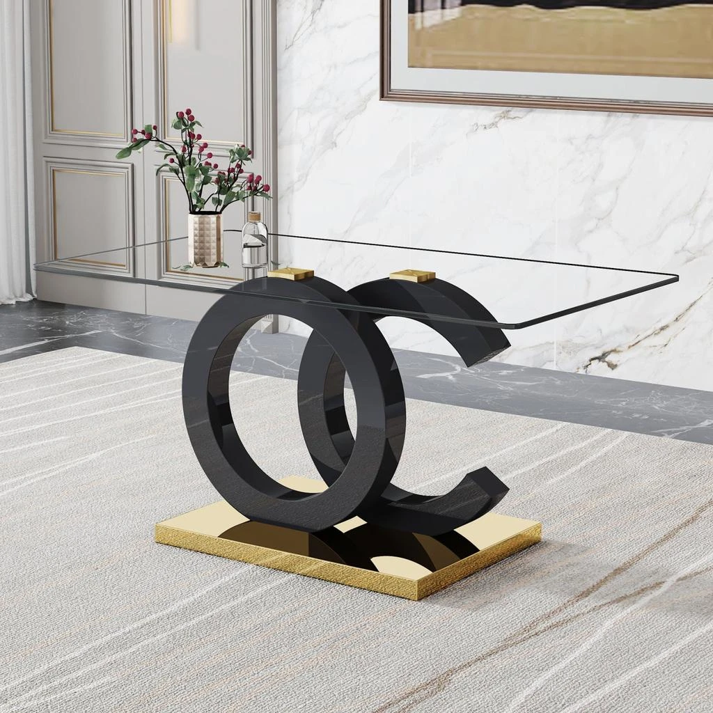 商品Streamdale Furniture|Streamdale Modern Rectangular Glass Dining Table - 6-8 People,价格¥5471,第1张图片