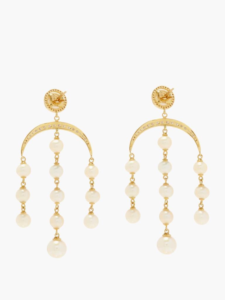 商品MATEO|Crescent Moon diamond, pearl & 14kt gold earrings,价格¥28828,第7张图片详细描述