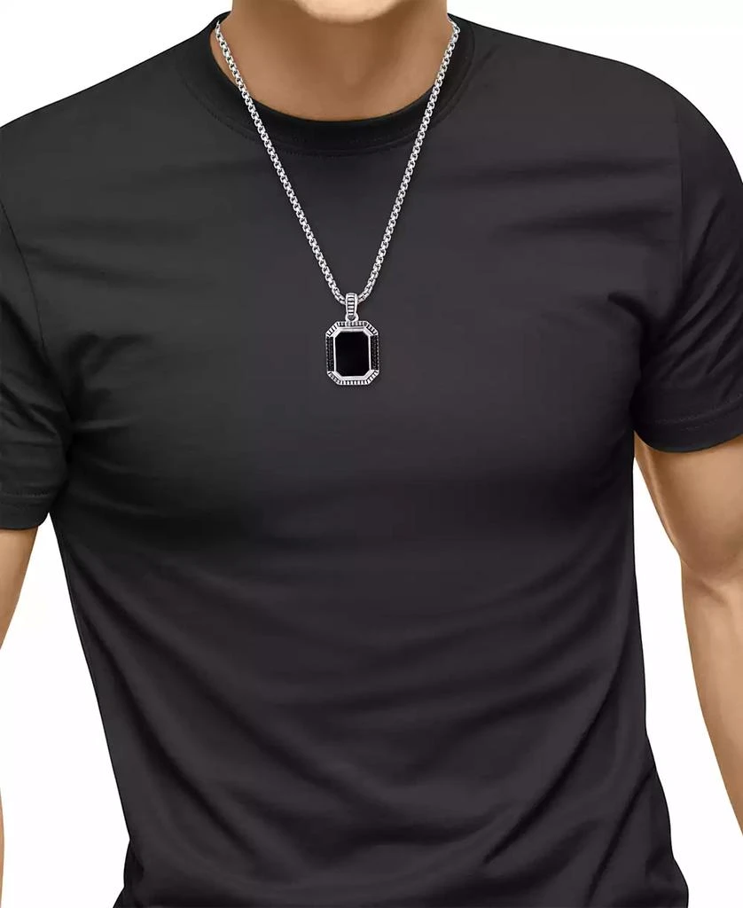 商品Effy|EFFY® Men's Onyx & Black Spinel 22" Pendant Necklace in Sterling Silver,价格¥2151,第2张图片详细描述