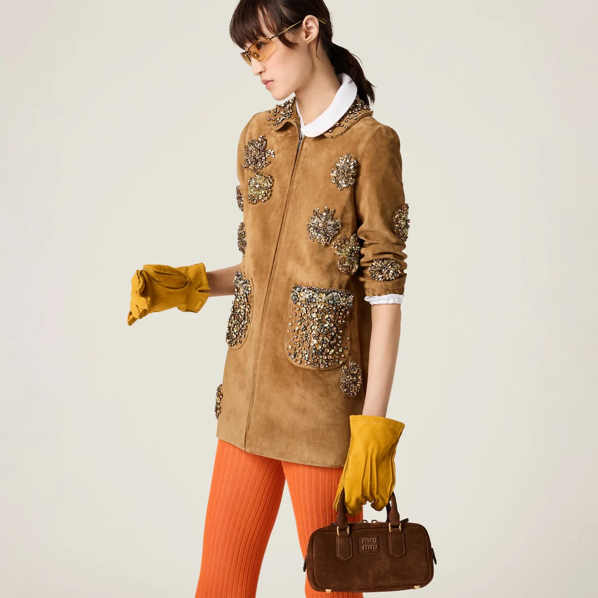 【预售】 缪缪 25春夏 女士 手提包 Sac à main en suède matelassé Arcadie 5BB142_2CS4_F0324_V_OON 商品