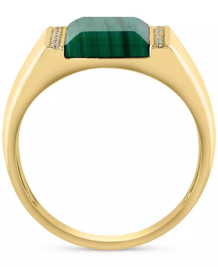 商品Effy|EFFY® Men's Malachite & Diamond (1/10 ct. t.w.) Ring in Gold-Plated Sterling Silver,价格¥2623,第4张图片详细描述