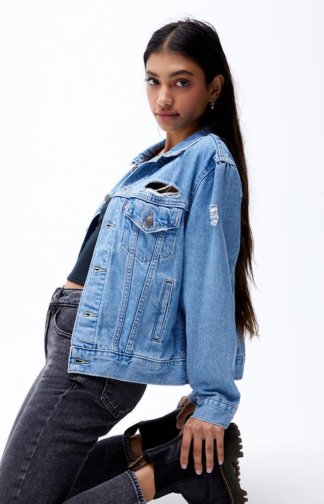 商品Levi's|Light Blue Ex-Boyfriend Trucker Jacket,价格¥589,第4张图片详细描述