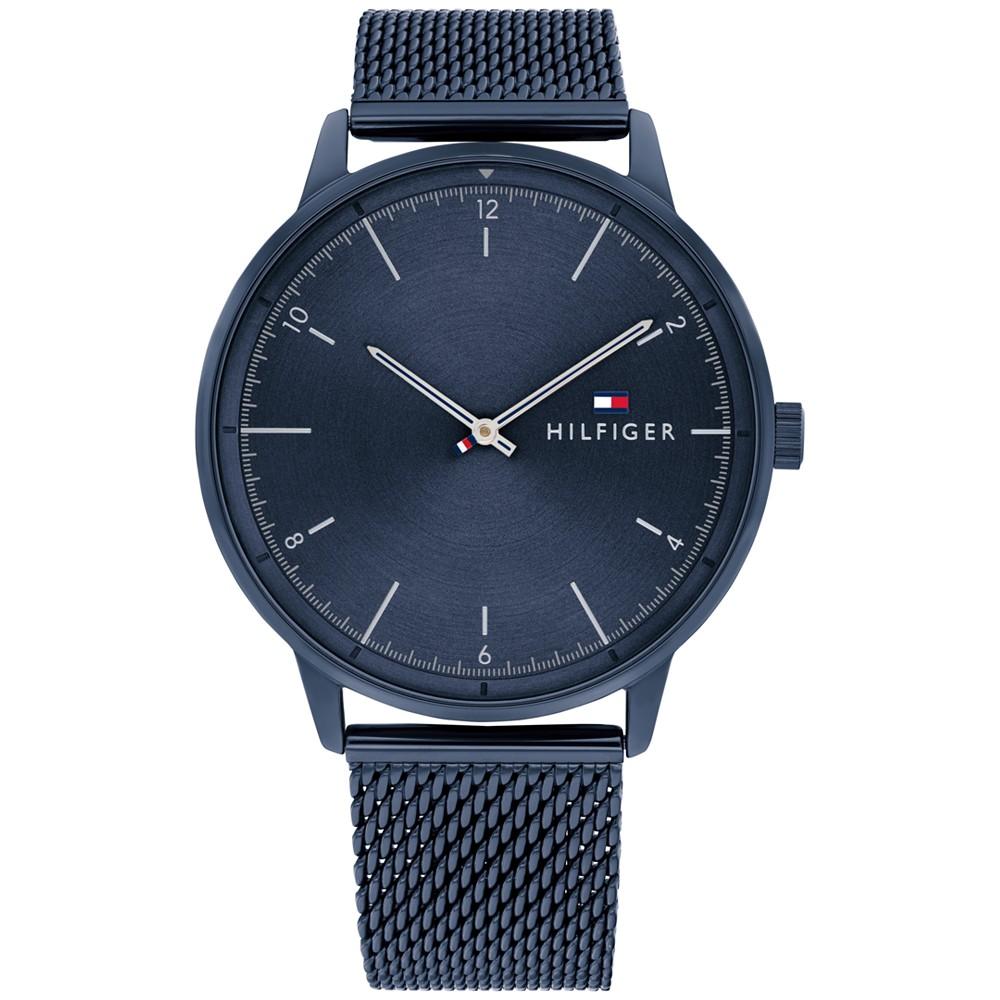 Men's Blue Stainless Steel Mesh Bracelet Watch 43mm商品第1张图片规格展示