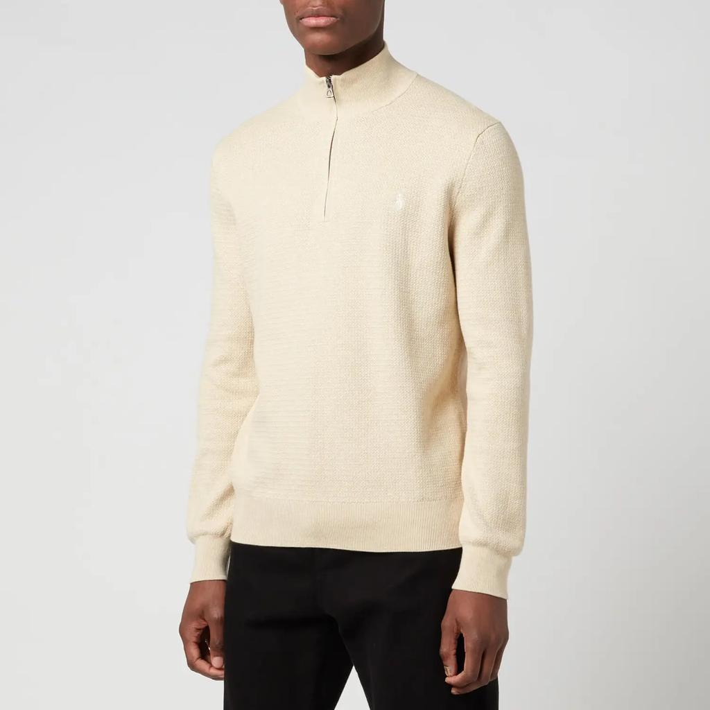 商品Ralph Lauren|Polo Ralph Lauren Men's Quarter-Zip Knit Jumper - Tallow Cream Heather,价格¥758,第1张图片