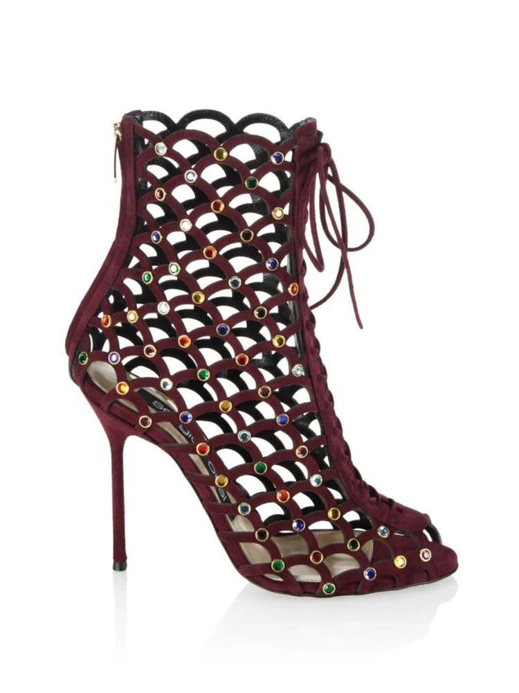 商品Sergio Rossi|Mermaid Lace Up Jewel Booties,价格¥11211,第5张图片详细描述