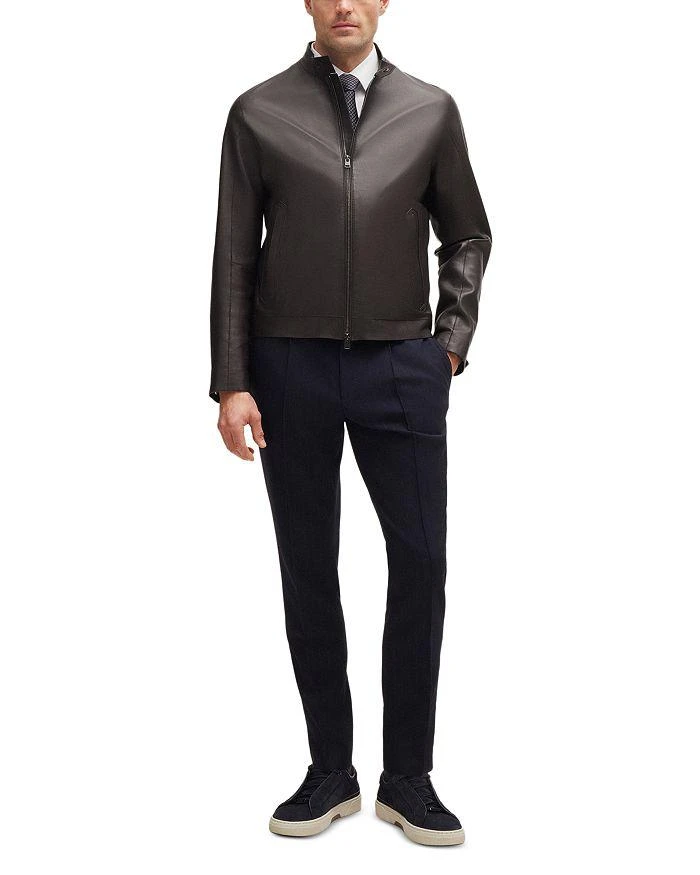 商品Hugo Boss|BOSS Mikero Zip Front Leather Jacket,价格¥4749,第3张图片详细描述