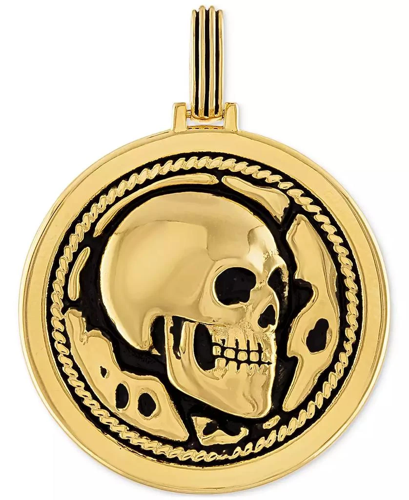 商品Esquire Men's Jewelry|Skull Disc Pendant in 14k Gold-Plated Sterling Silver, Created for Macy's,价格¥951,第1张图片