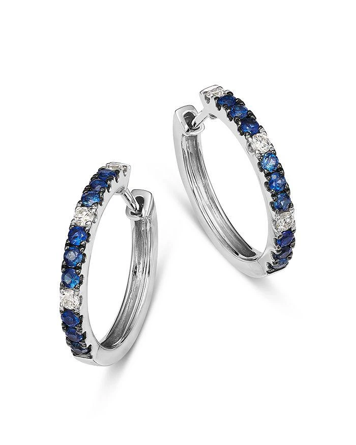 商品Bloomingdale's Fine Collection|14K White Gold Hoop Earrings with Sapphires & Diamonds,价格¥22310,第1张图片详细描述