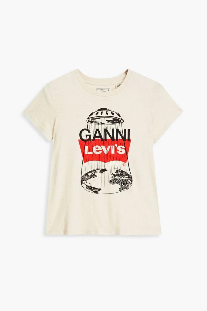 商品Ganni|Logo-print cotton and hemp-blend jersey T-shirt,价格¥436,第3张图片详细描述