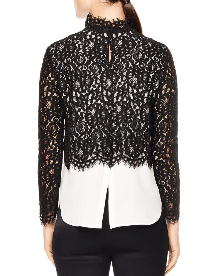 商品Sandro|Malia Silk-Underlay Lace Top,价格¥1474,第2张图片详细描述
