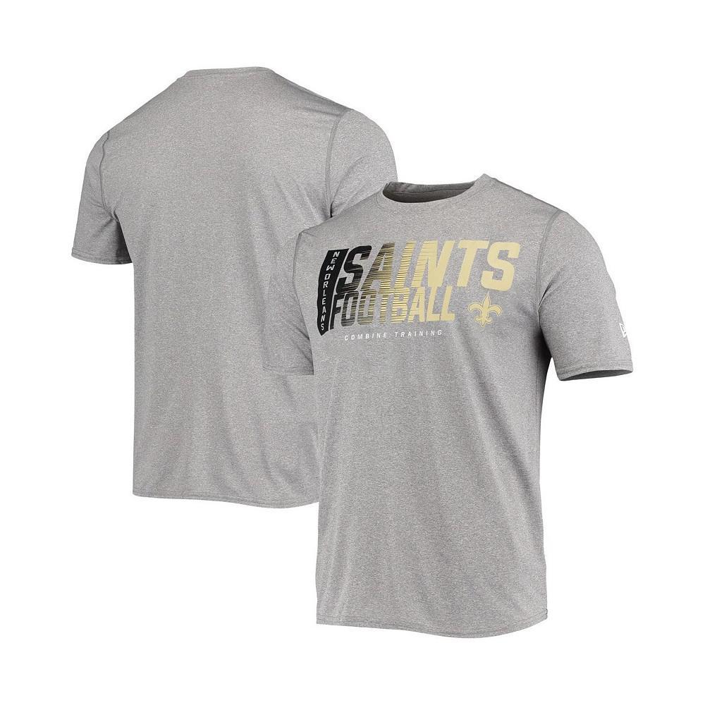 商品New Era|Men's Heathered Gray New Orleans Saints Combine Authentic Game On T-shirt,价格¥225,第1张图片