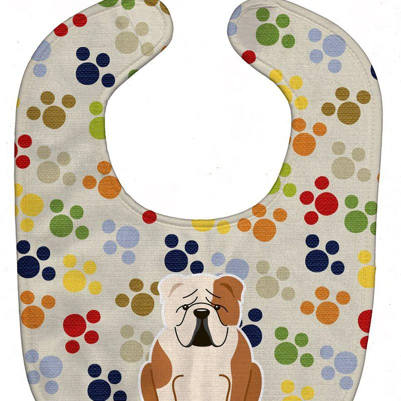 商品Caroline's Treasures|Pawprints English Bulldog Fawn White Baby Bib,价格¥84,第1张图片