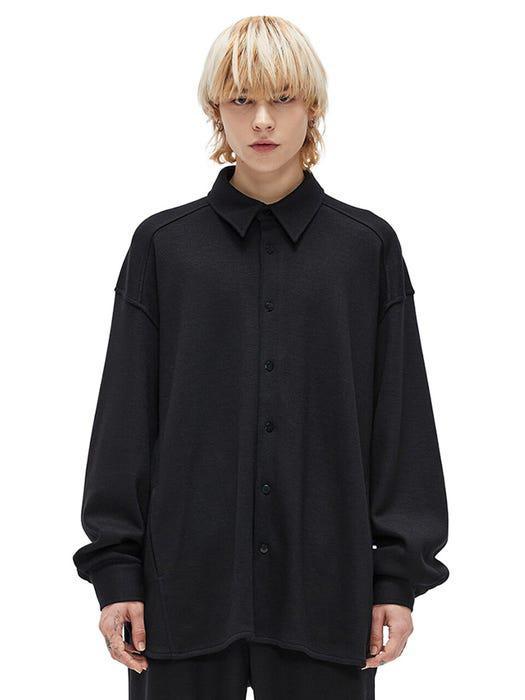 商品ADD|Cutout Knit Shirt Jacket Black,价格¥880,第4张图片详细描述