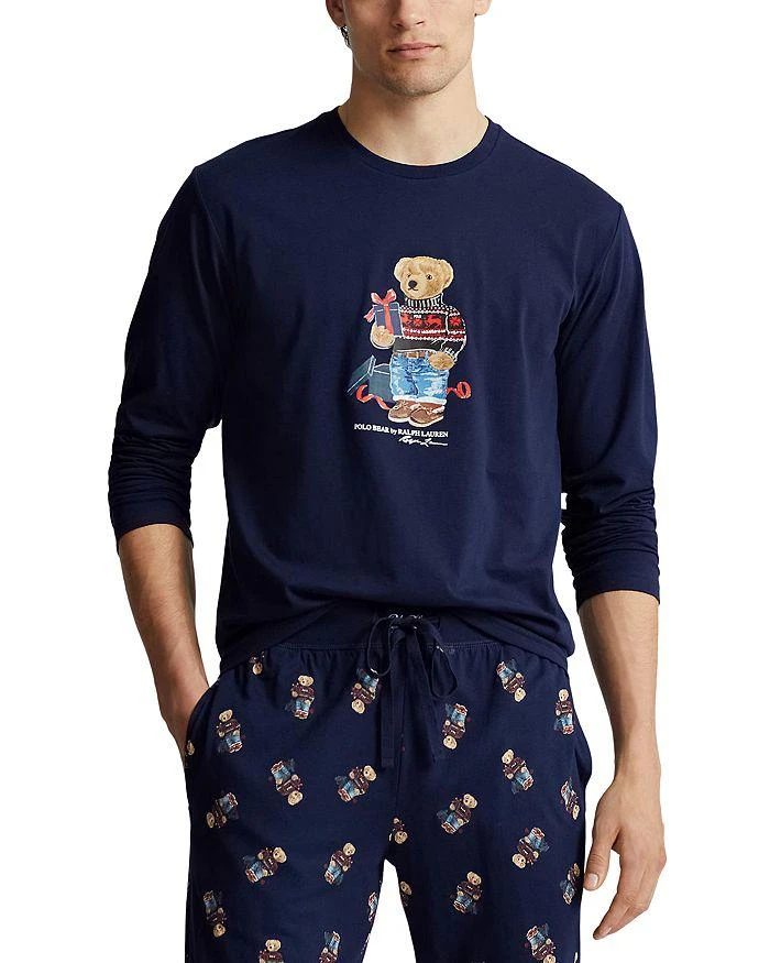 商品Ralph Lauren|2 Pc. Cotton Jersey Polo Bear Long Sleeve Tee & Joggers Sleep Set ,价格¥585,第3张图片详细描述