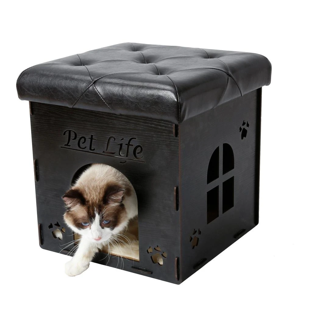 商品Pet Life|'Kitty Kallapse' Collapsible Folding Kitty Cat House Tree Bed Ottoman Bench Furniture,价格¥444,第5张图片详细描述