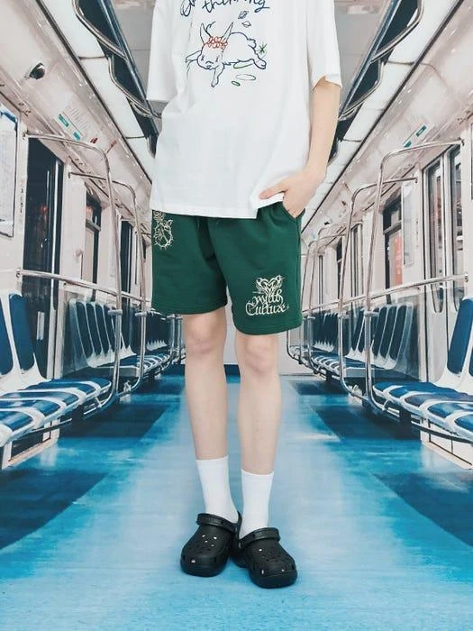 商品CPGN|Youth Culture Rose Sweatpants ShortPants DeepGreen,价格¥460,第2张图片详细描述