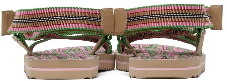 商品Burberry|SSENSE Exclusive Pink & Green Patterson Flat Sandals,价格¥1019,第4张图片详细描述
