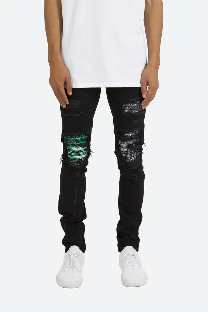商品MNML|X284 Moto Skinny Denim - Black/Purple,价格¥257,第1张图片