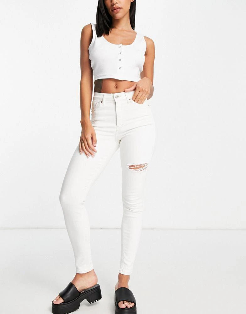 商品Topshop|Topshop Jamie jean with thigh rip in white ,价格¥226,第4张图片详细描述