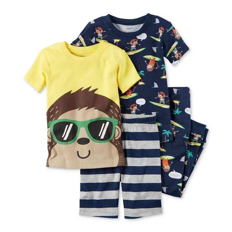 商品Carter's|4-Pc. Monkey Cotton Pajama Set, Baby Boys (0-24 months),价格¥98,第1张图片