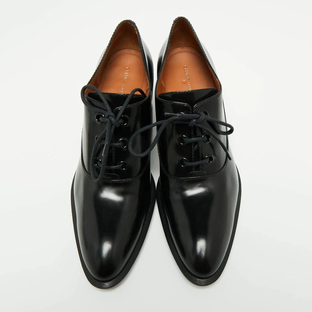 商品Celine|Celine Black Glossy Leather Lace Up Heel Derby Size 41,价格¥2453,第3张图片详细描述