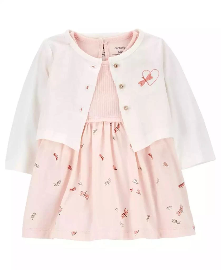 商品Carter's|Baby Girls Bodysuit Dress and Cardigan, 2 Piece Set,价格¥97,第1张图片