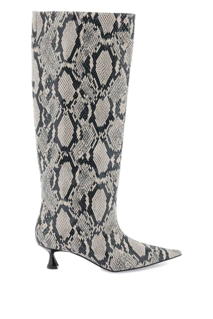 商品Ganni|Snake-printed soft slouchy high boots,价格¥2231,第1张图片