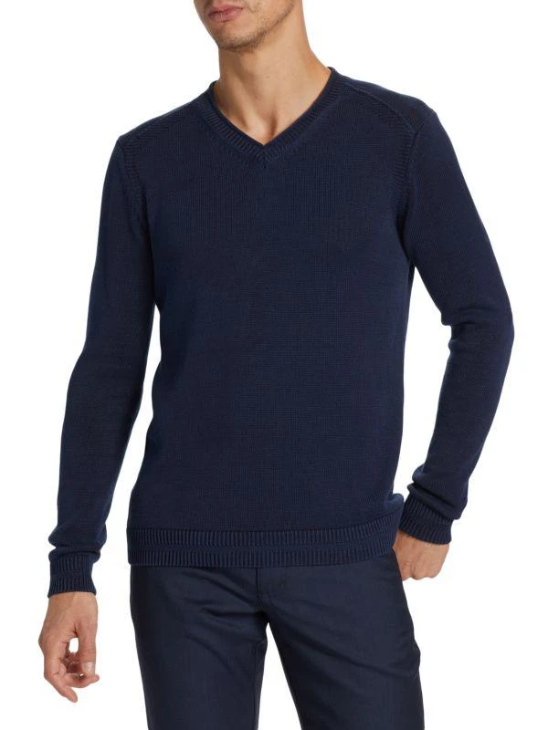 商品Saks Fifth Avenue|Textured Rib V Neck Sweater,价格¥338,第1张图片