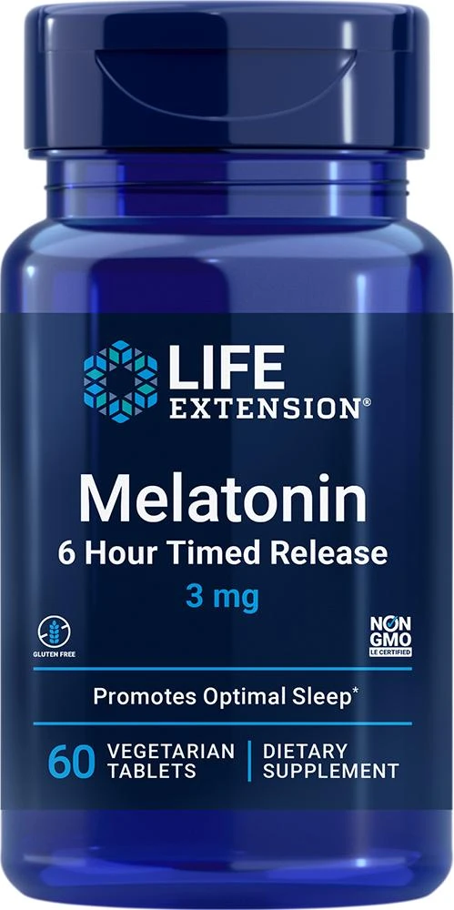 商品Life Extension|Melatonin 6 Hour Timed Release, 60 vegetarian tablets - 3 mg (3 mg, 60 vegetarian tablets), Life Extension,价格¥66,第1张图片