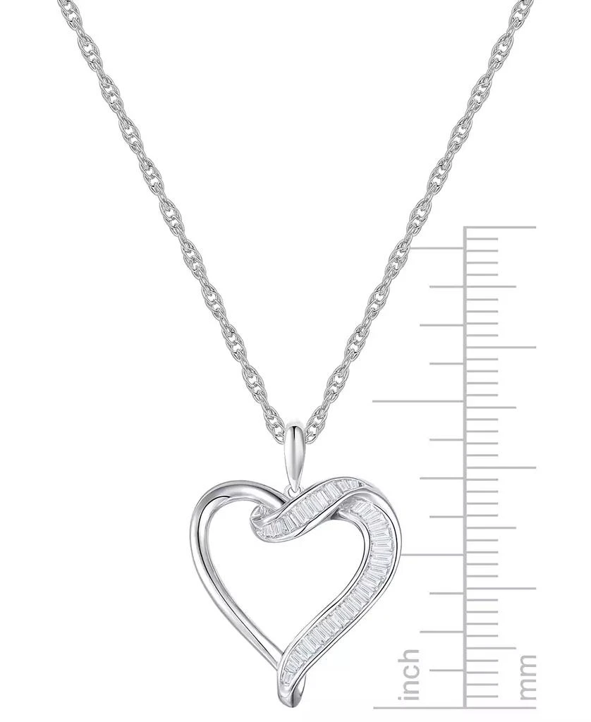 商品Macy's|Diamond Baguette Swirl Heart 18" Pendant Necklace (1/4 ct. t.w.) in Sterling Silver,价格¥1122,第3张图片详细描述