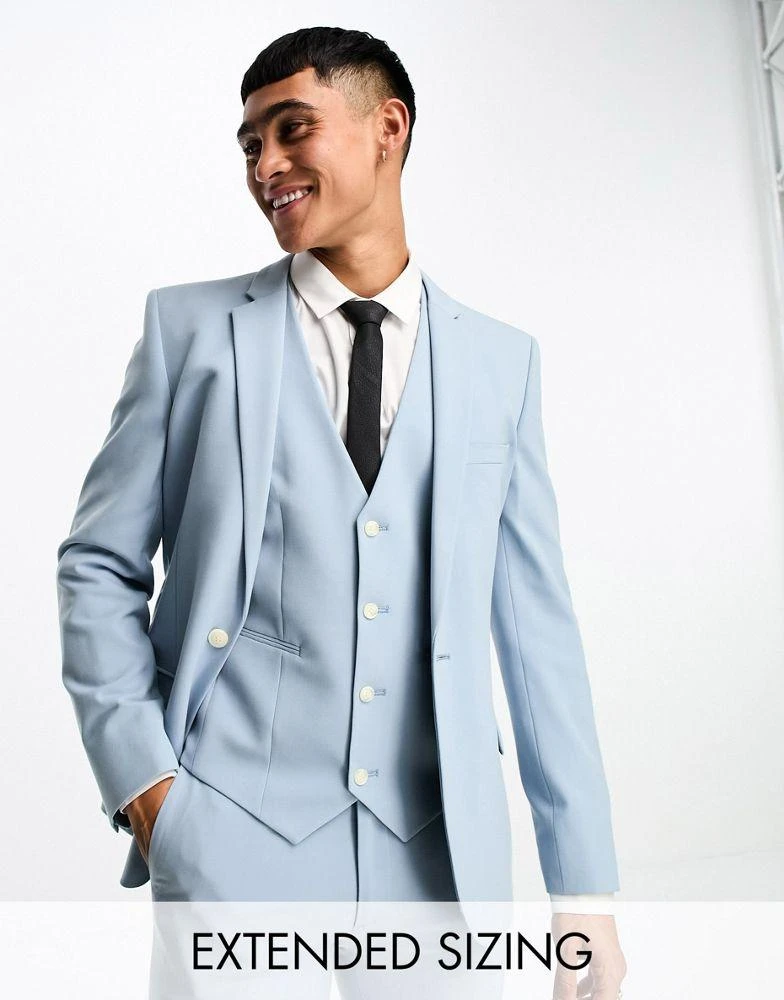 商品ASOS|ASOS DESIGN wedding super skinny suit jacket in pale blue,价格¥235,第1张图片