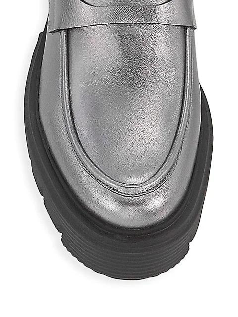Soho Metallic Leather Lug-Sole Loafers商品第4张图片规格展示