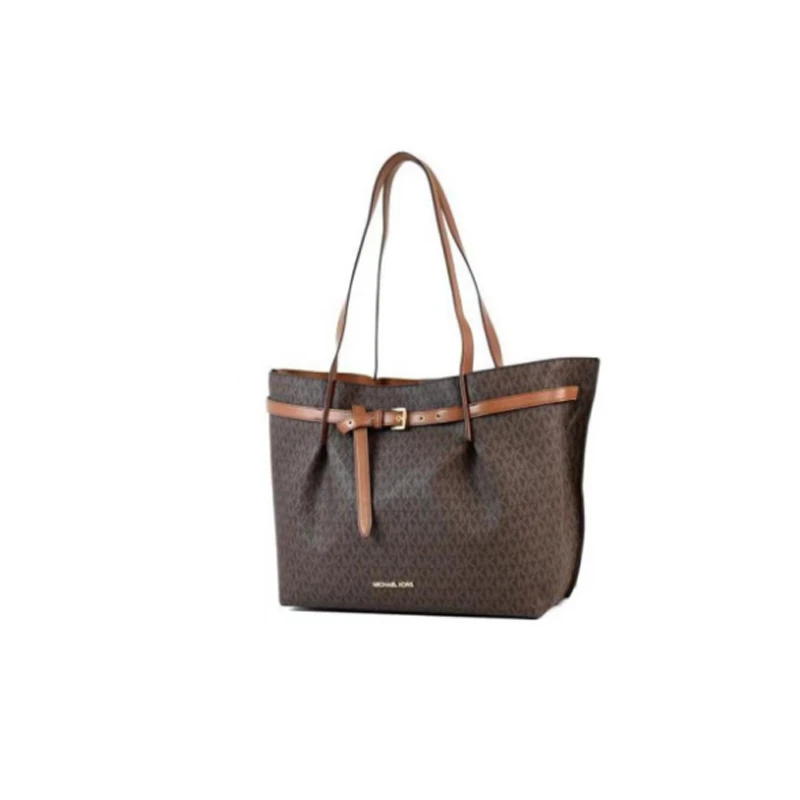 Michael Kors 奥莱款 EMILIA大号PVC配皮女士单肩手提托特包 35S1GU5T7B BROWN 新年情人节送礼好物 商品