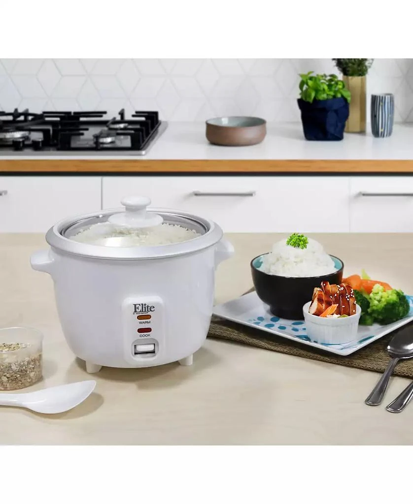 商品Elite Gourmet|Elite Cuisine 6-Cup Rice Cooker with Glass Lid and Keep Warm Function, Makes Stews, Grains, Hot Cereals,价格¥186,第4张图片详细描述
