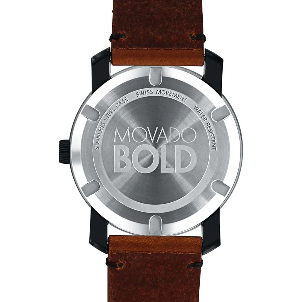 商品Movado|摩凡陀Movado Unisex Swiss Bold Rustic Brown Leather Strap Watch 42mm 3600305,价格¥2673,第4张图片详细描述