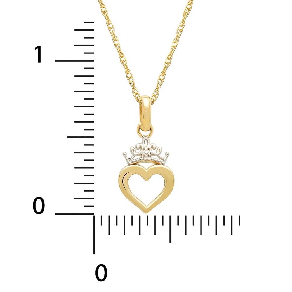 Children's Princess Heart & Tiara 15" Pendant Necklace in 14k Gold商品第4张图片规格展示