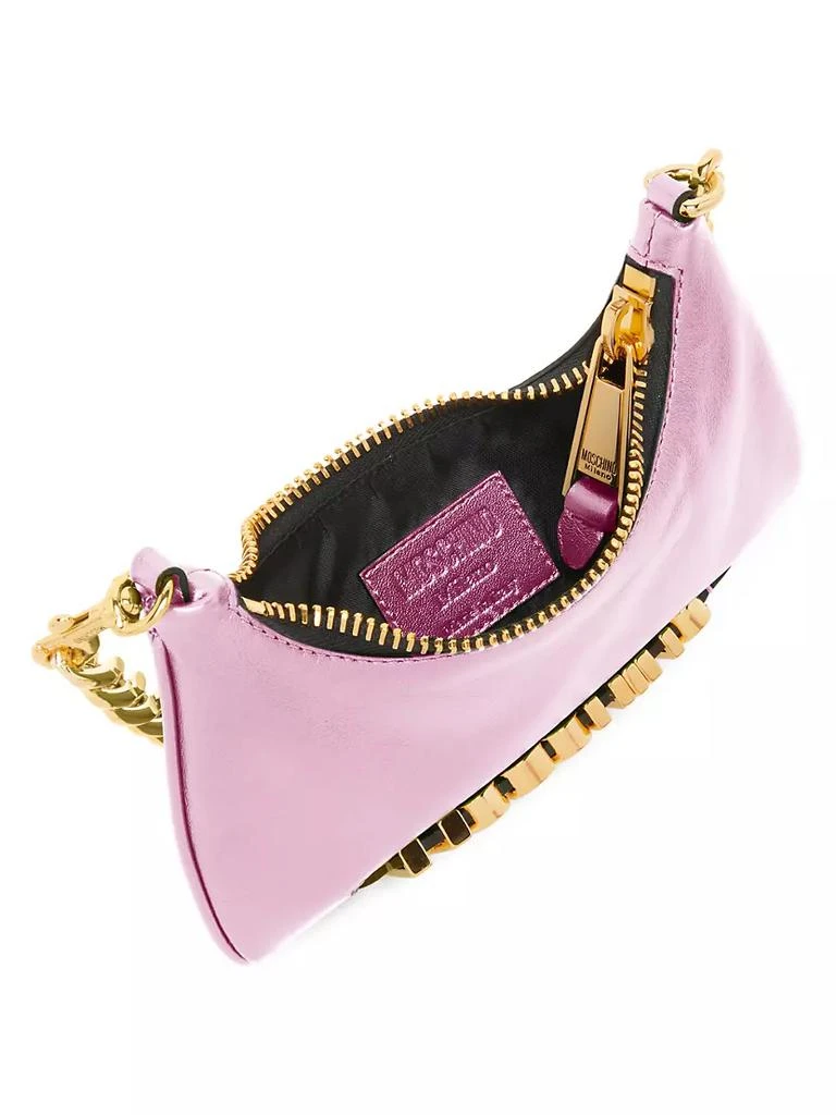 商品Moschino|Metallic Leather Crystal-Logo Crescent Shoulder Bag,价格¥2084,第2张图片详细描述