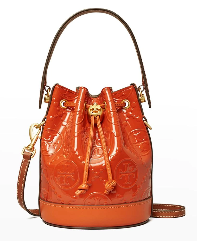 商品Tory Burch|Mini T Monogram Patent Embossed Bucket Bag,价格¥3691,第1张图片