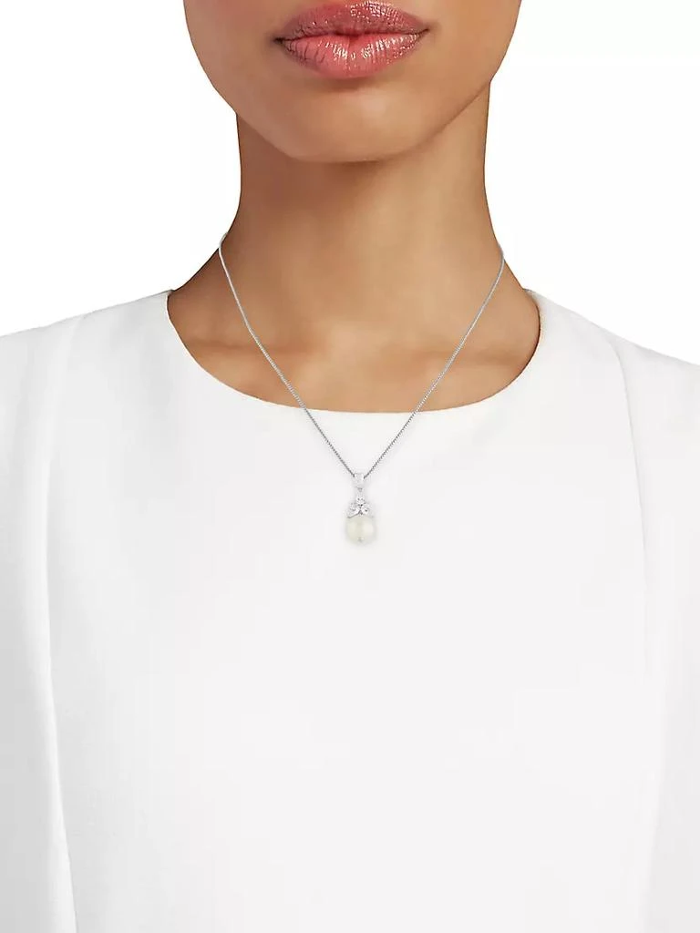 商品Adriana Orsini|Versailles Rhodium-Plated, Cubic Zirconia & Cultured Freshwater Pearl Pendant Necklace,价格¥936,第2张图片详细描述