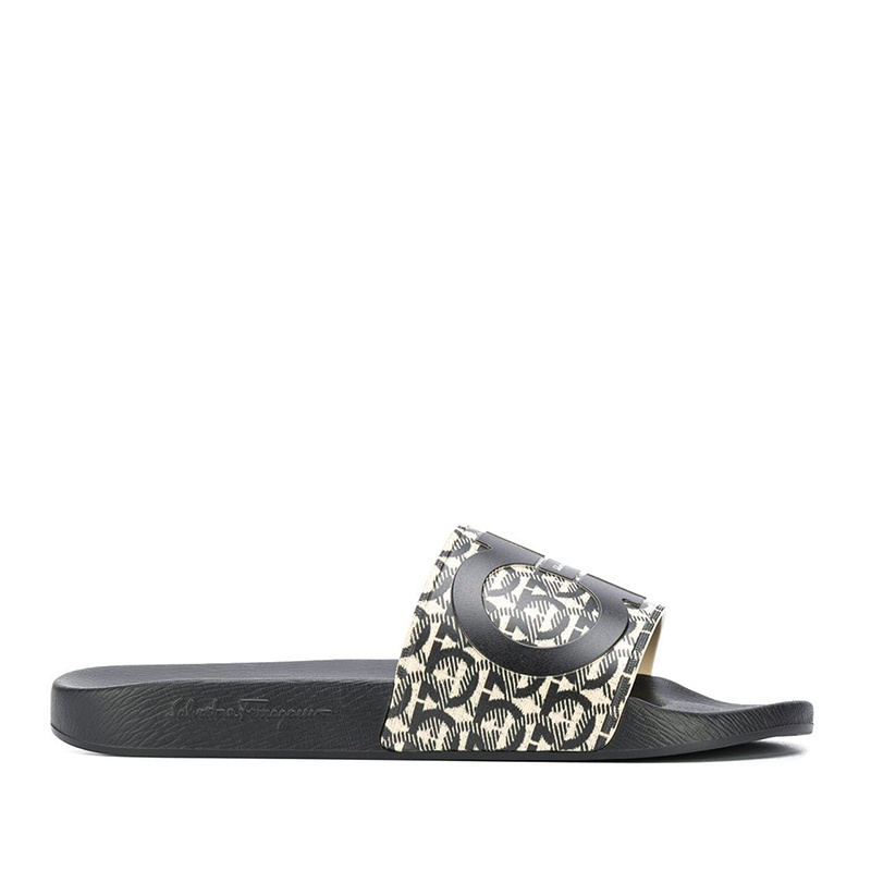 商品[国内直发] Salvatore Ferragamo|SALVATORE FERRAGAMO 菲拉格慕 男士黑色橡胶包脚拖鞋 02-C308-729248,价格¥1757,第1张图片