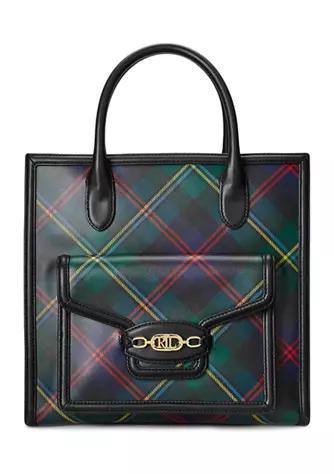 商品Ralph Lauren|Plaid Leather Large Symone Tote Bag,价格¥2153,第1张图片