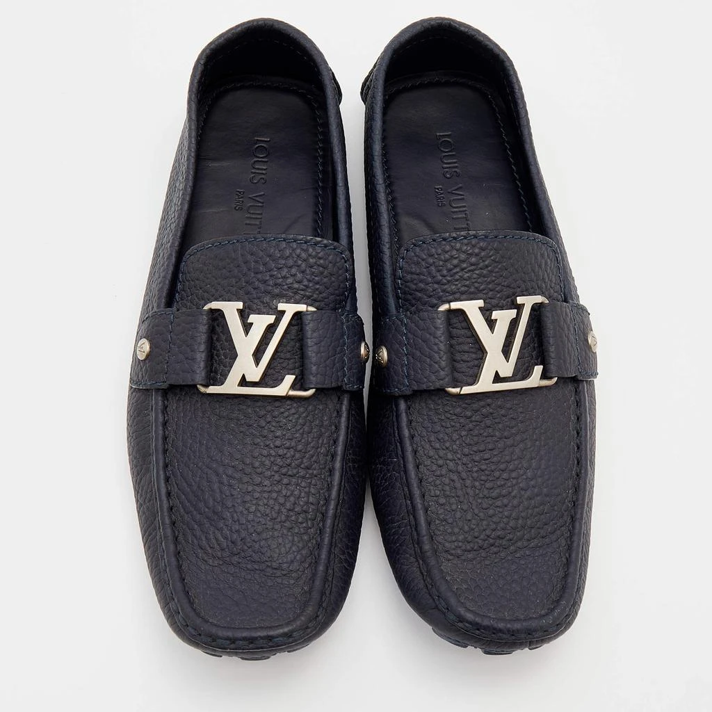 商品[二手商品] Louis Vuitton|Louis Vuitton Navy Blue Leather Montaigne Slip On Loafers Size 41.5,价格¥3850,第3张图片详细描述
