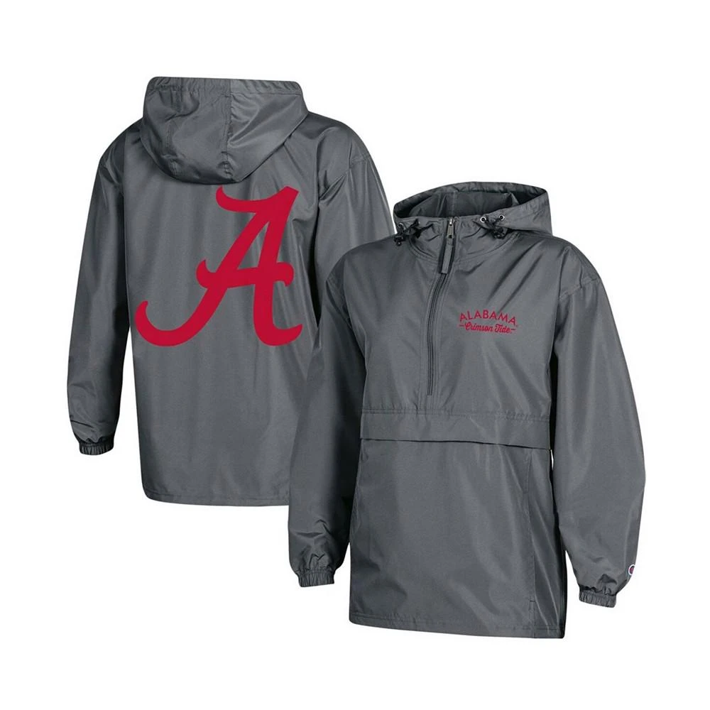 商品CHAMPION|Women's Charcoal Alabama Crimson Tide Packable Half-Zip Light Rain Jacket,价格¥420,第1张图片