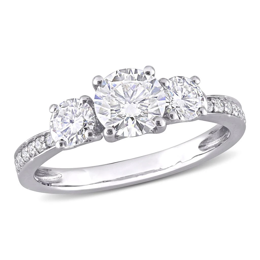 商品Mimi & Max|1 3/8ct DEW Created Moissanite 3-Stone Engagement Ring in 10k White Gold,价格¥2091,第1张图片