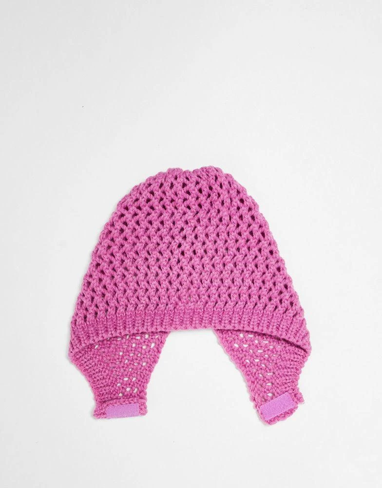 商品COLLUSION|COLLUSION Unisex knitted crochet bonnet in pink,价格¥97,第3张图片详细描述