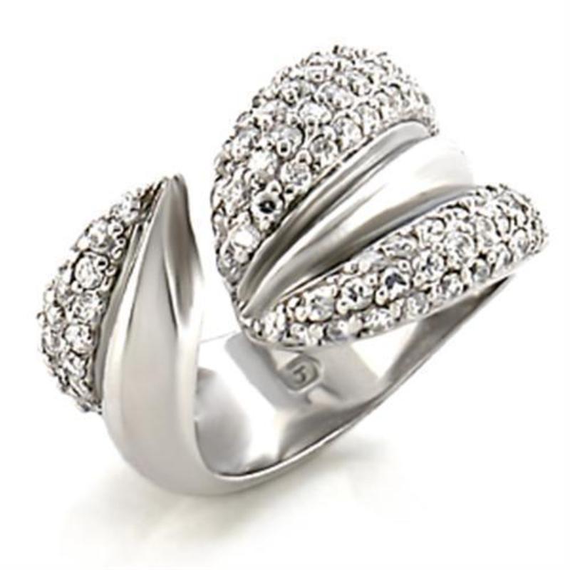 Rhodium-Messingring mit Zirkonia in AAA-Qualität, klar image 2
