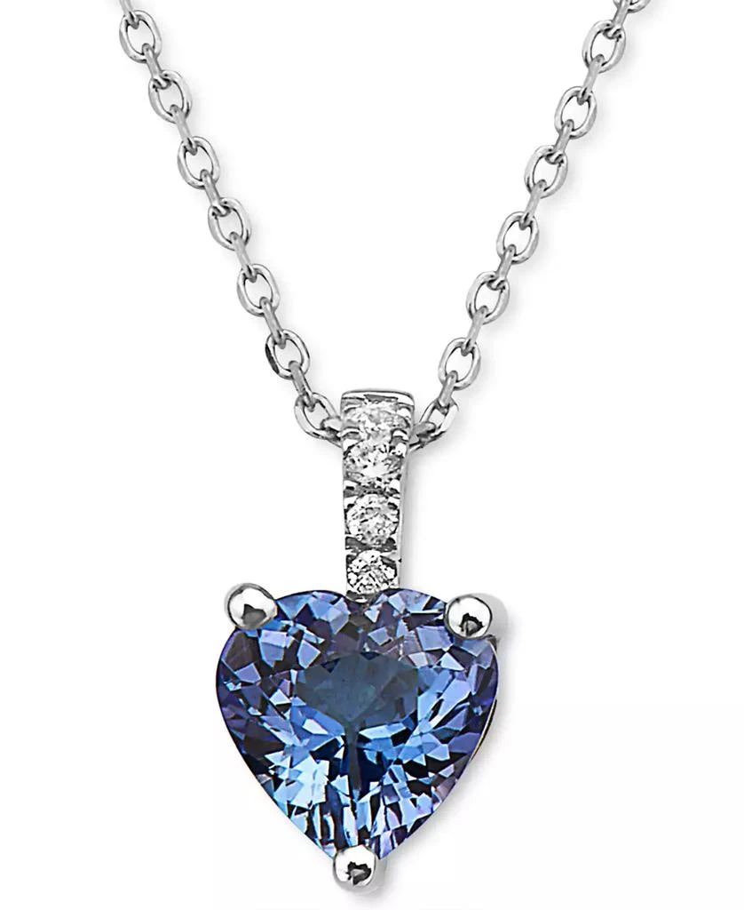 商品Effy|EFFY® Tanzanite (5/8 ct. t.w.) & Diamond Accent Heart 18" Pendant Necklace in Sterling Silver,价格¥1028,第1张图片