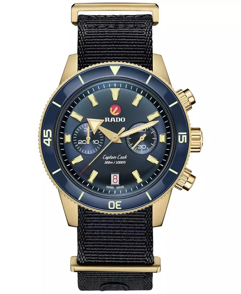 商品Rado|Men's Swiss Automatic Chronograph Captain Cook Blue NATO Strap Watch 43mm,价格¥36077,第2张图片详细描述