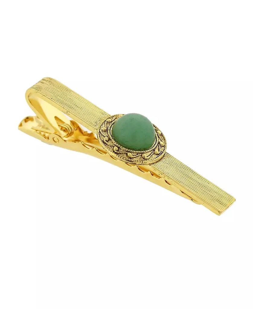 商品1928|Jewelry 14K Gold Plated Semi-Precious Aventurine Tie Bar Clip,价格¥257,第1张图片